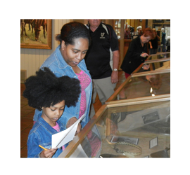 child and mother in gallery