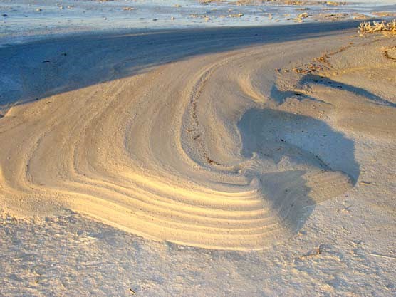 A salt flat in the sunlight.