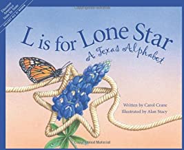 Book cover of "L is for Lone Star" with a monarch butterfly sitting on a star made of rope around a bluebonnet.